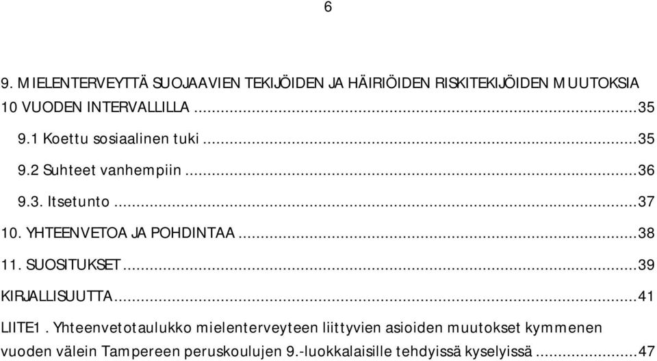 YHTEENVETOA JA POHDINTAA...38 11. SUOSITUKSET...39 KIRJALLISUUTTA...41 LIITE1.