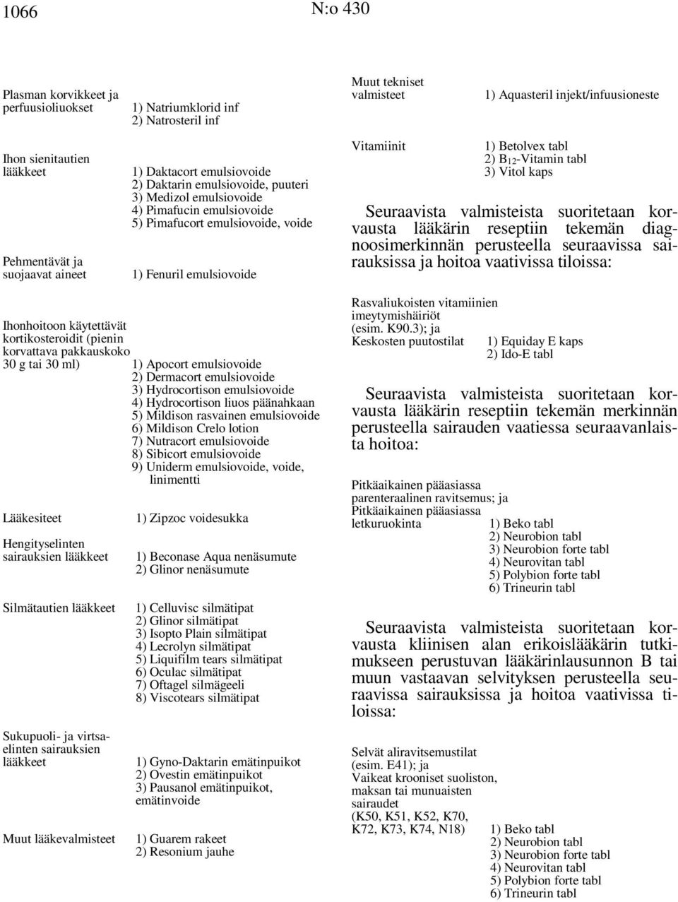 injekt/infuusioneste 1) Betolvex tabl 2) B 12-Vitamin tabl 3) Vitol kaps Seuraavista valmisteista suoritetaan korvausta lääkärin reseptiin tekemän diagnoosimerkinnän perusteella seuraavissa
