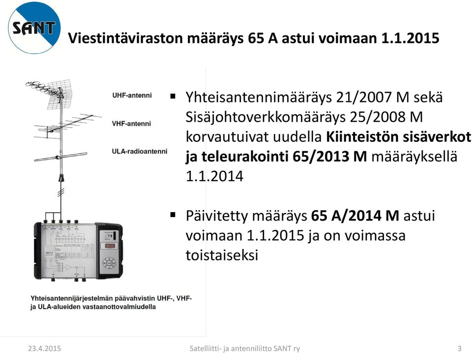 M korvautuivat uudella Kiinteistön sisäverkot ja teleurakointi 65/2013 M