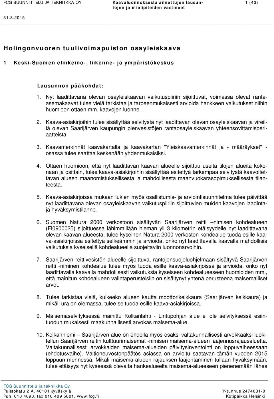 kaavojen luonne. 2.