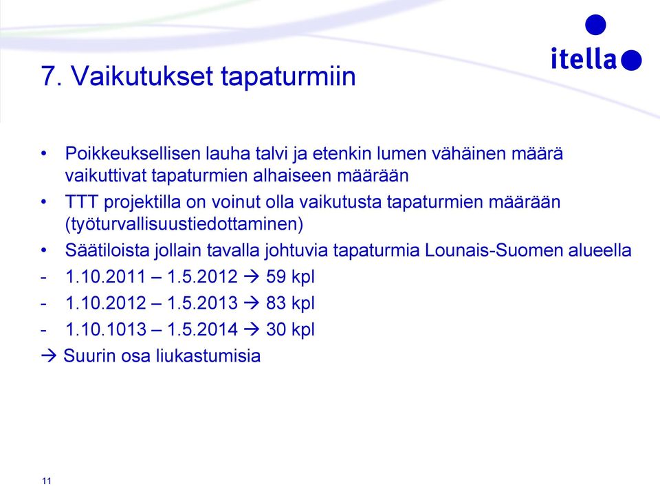 (työturvallisuustiedottaminen) Säätiloista jollain tavalla johtuvia tapaturmia Lounais-Suomen