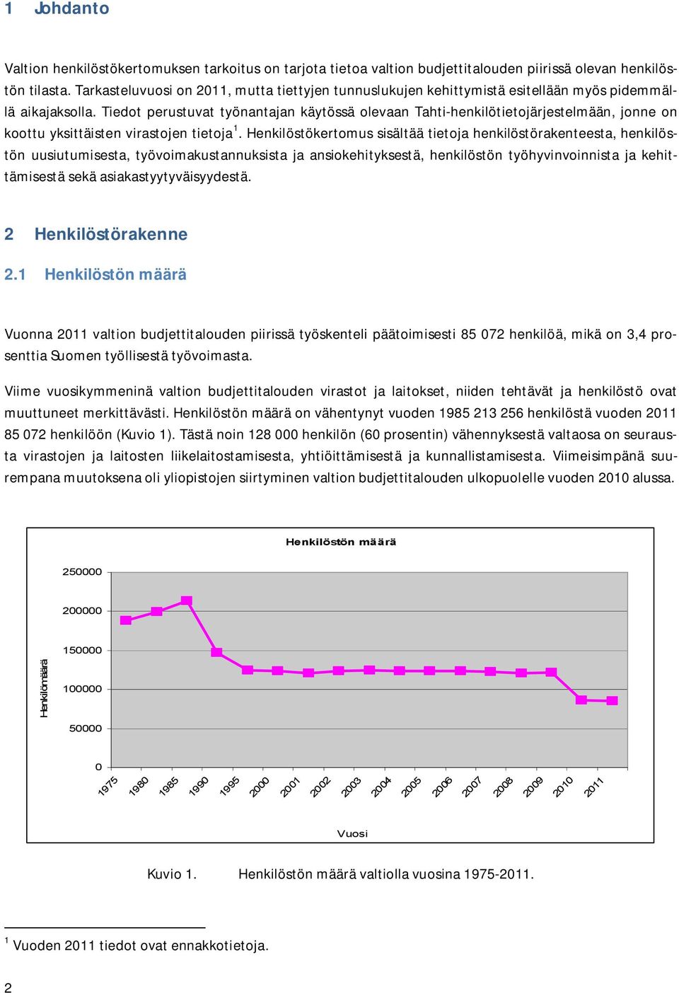 Tiedot perustuvat työnantajan käytössä olevaan Tahti-henkilötietojärjestelmään, jonne on koottu yksittäisten virastojen tietoja 1.