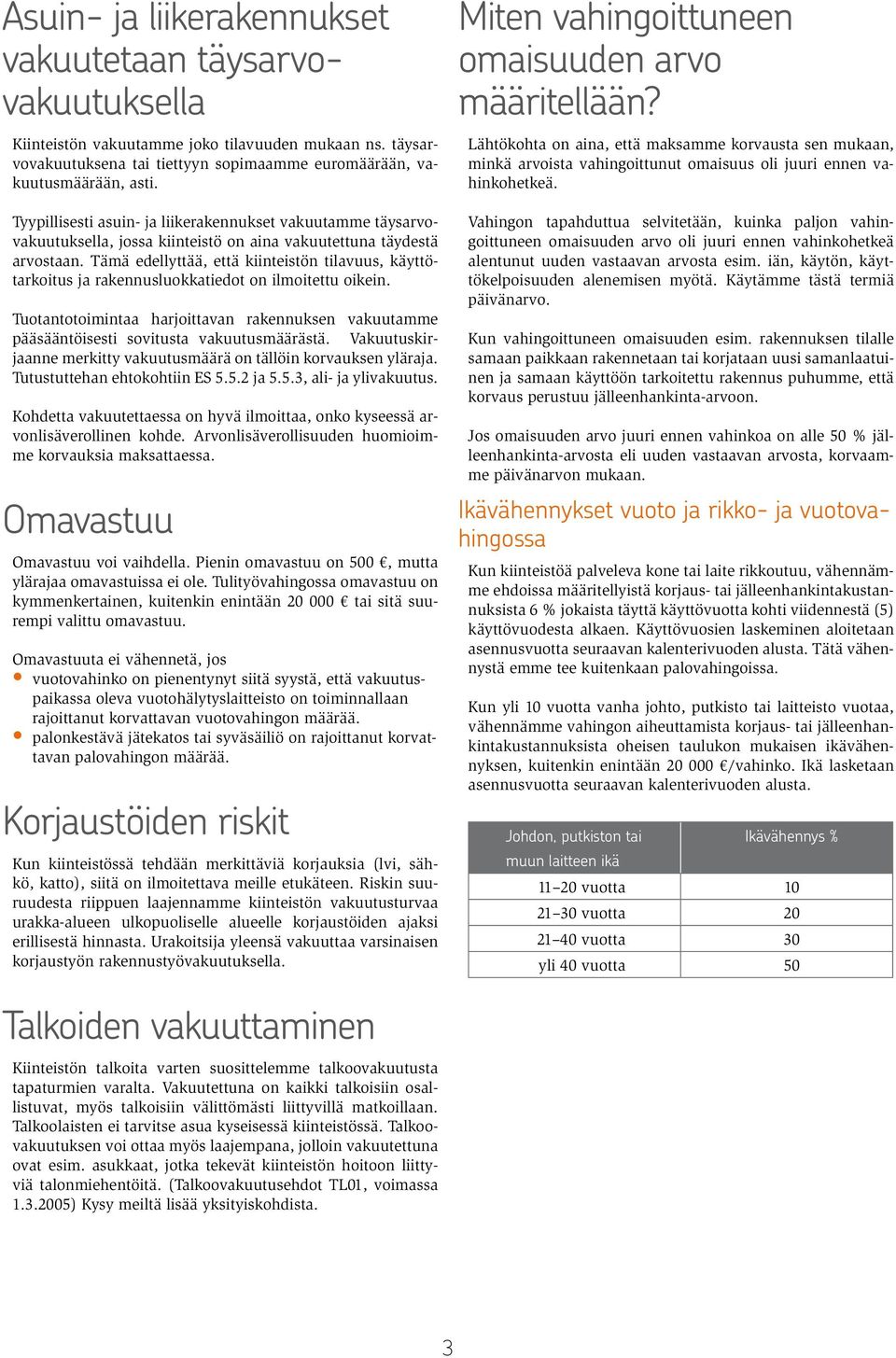 Tämä edellyttää, että kiinteistön tilavuus, käyttötarkoitus ja rakennusluokkatiedot on ilmoitettu oikein.