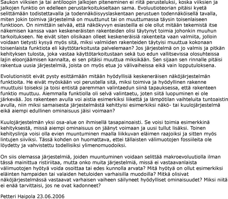 toisenlaiseen funktioon.