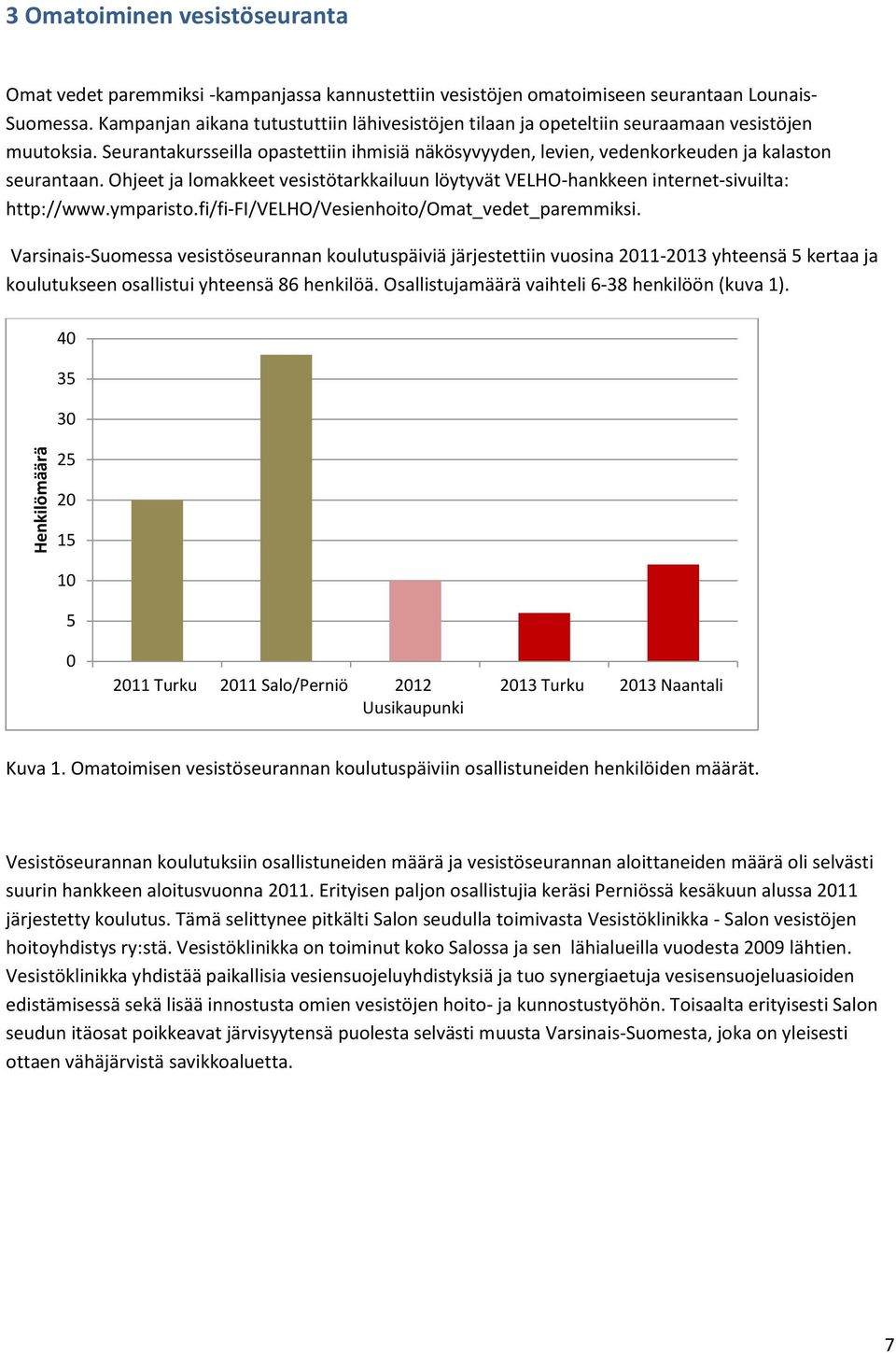 Ohjeet ja lomakkeet vesistötarkkailuun löytyvät VELHO-hankkeen internet-sivuilta: http://www.ymparisto.fi/fi-fi/velho/vesienhoito/omat_vedet_paremmiksi.