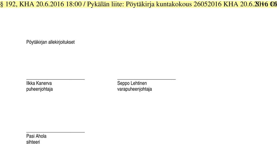 26052016 KHA 20.6.2016 Sivu OH 16 Pöytäkirjan