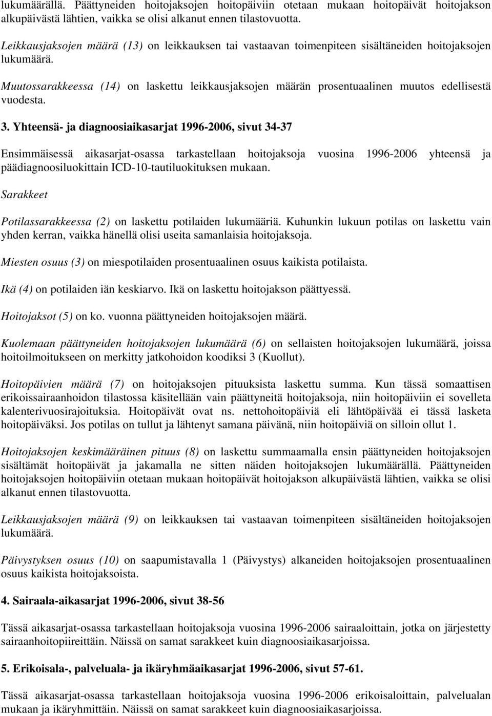 Muutossarakkeessa (14) on laskettu leikkausjaksojen määrän prosentuaalinen muutos edellisestä vuodesta. 3.