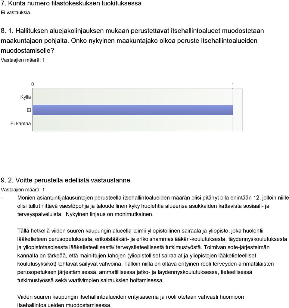 - Monien asiantuntijalausuntojen perusteella itsehallintoalueiden määrän olisi pitänyt olla enintään 12, jolloin niille olisi tullut riittävä väestöpohja ja taloudellinen kyky huolehtia alueensa