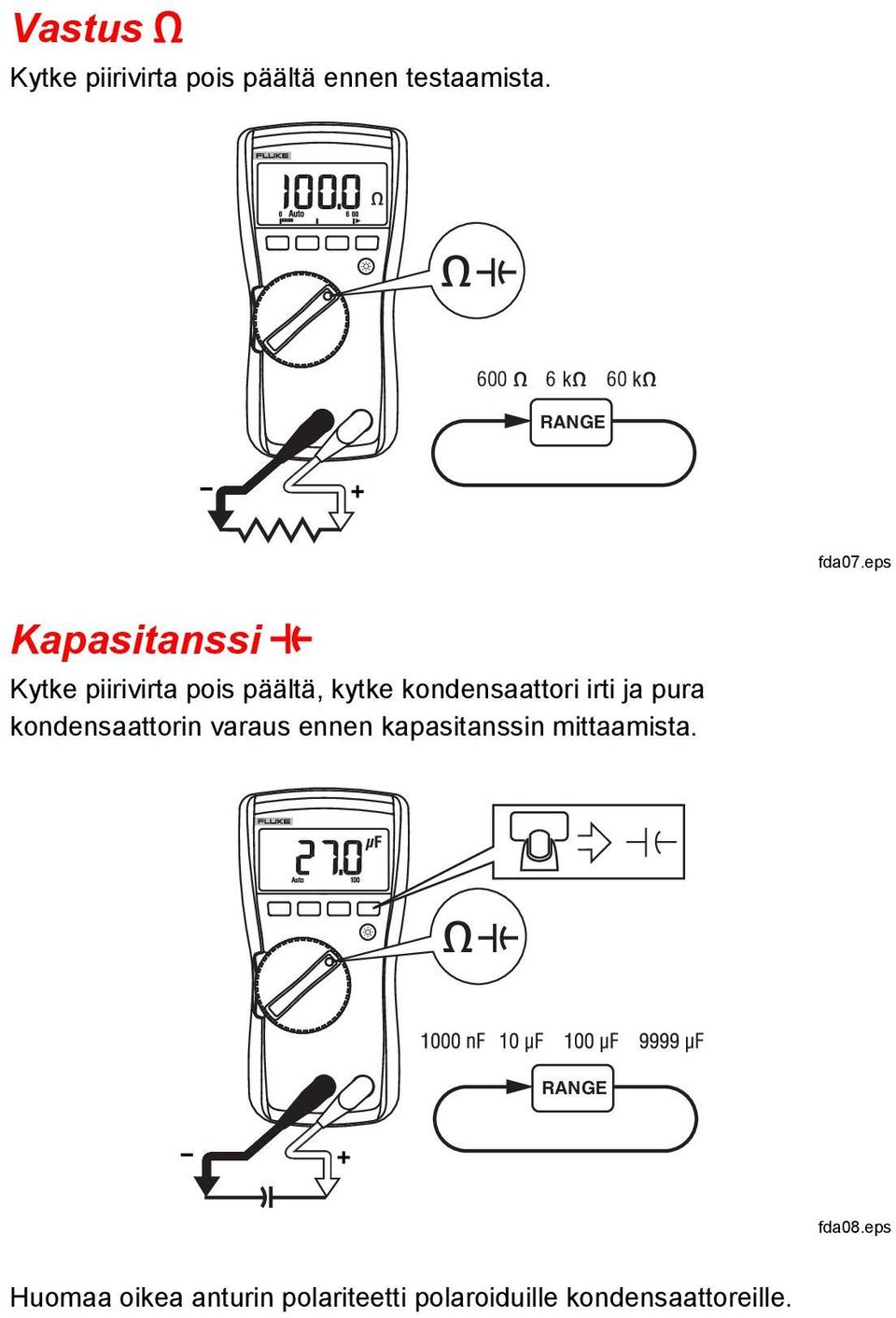 eps Kapasitanssi E Kytke piirivirta pois päältä, kytke kondensaattori irti