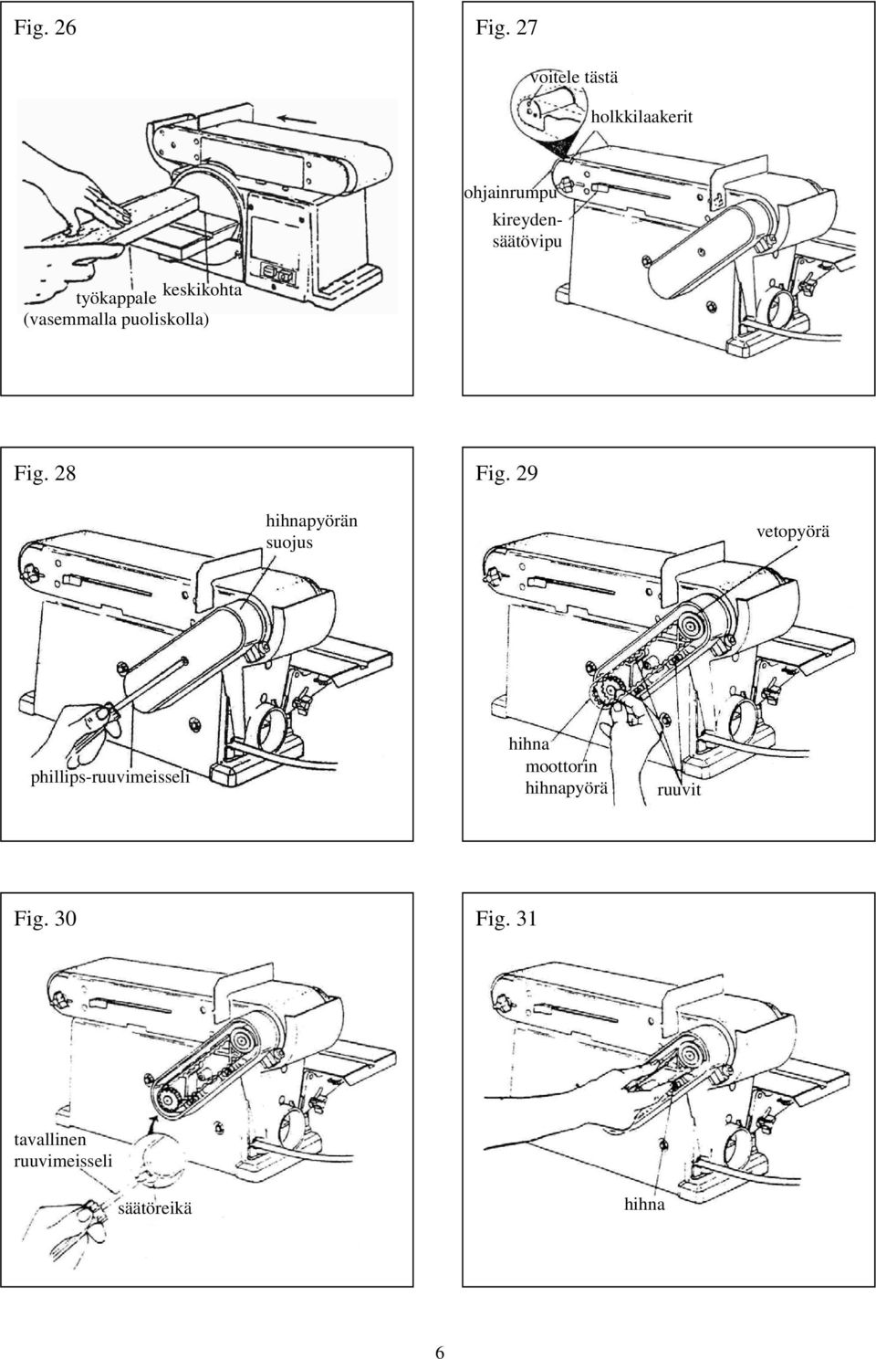 työkappale keskikohta (vasemmalla puoliskolla) Fig. 28 Fig.