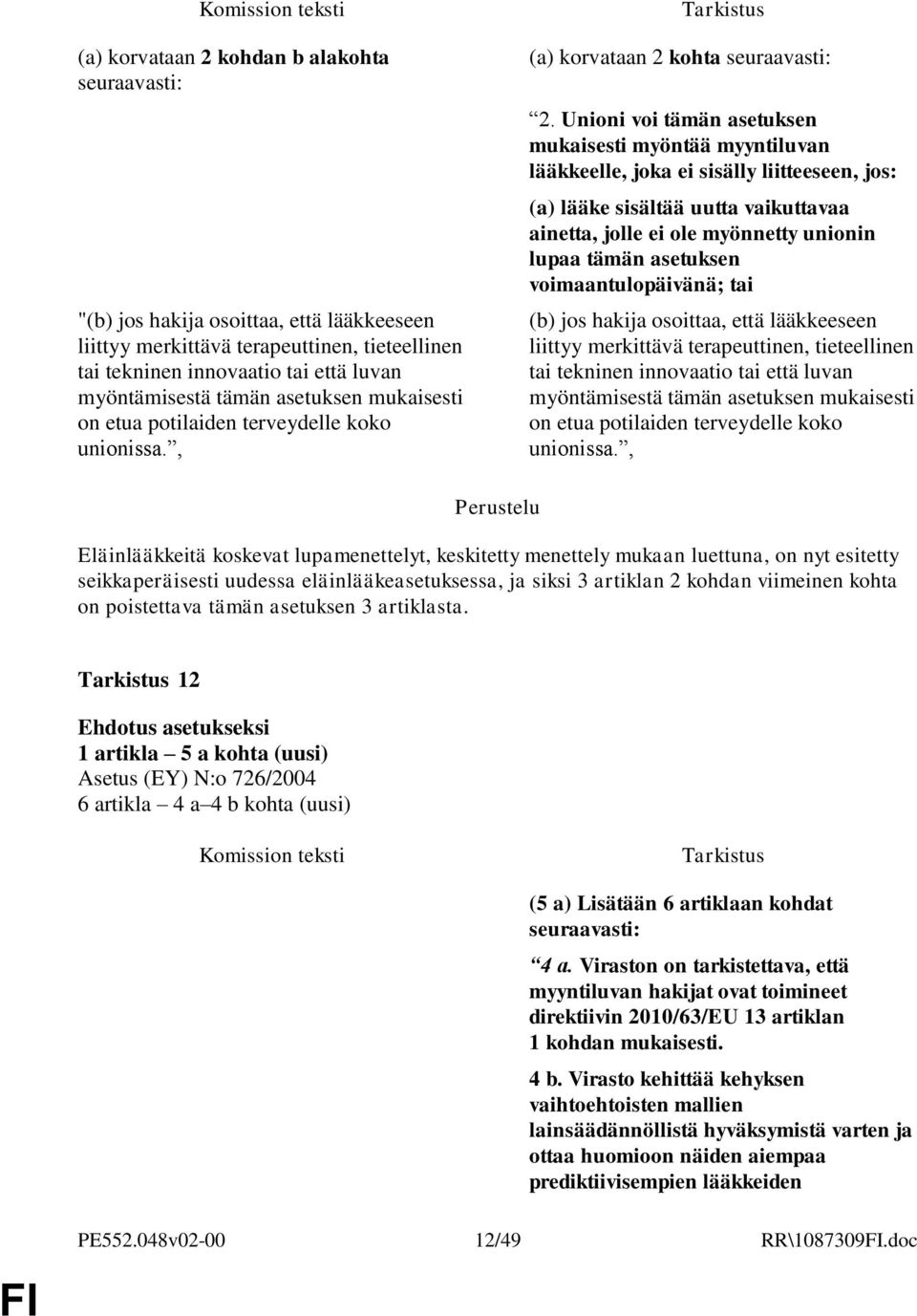 Unioni voi tämän asetuksen mukaisesti myöntää myyntiluvan lääkkeelle, joka ei sisälly liitteeseen, jos: (a) lääke sisältää uutta vaikuttavaa ainetta, jolle ei ole myönnetty unionin lupaa tämän