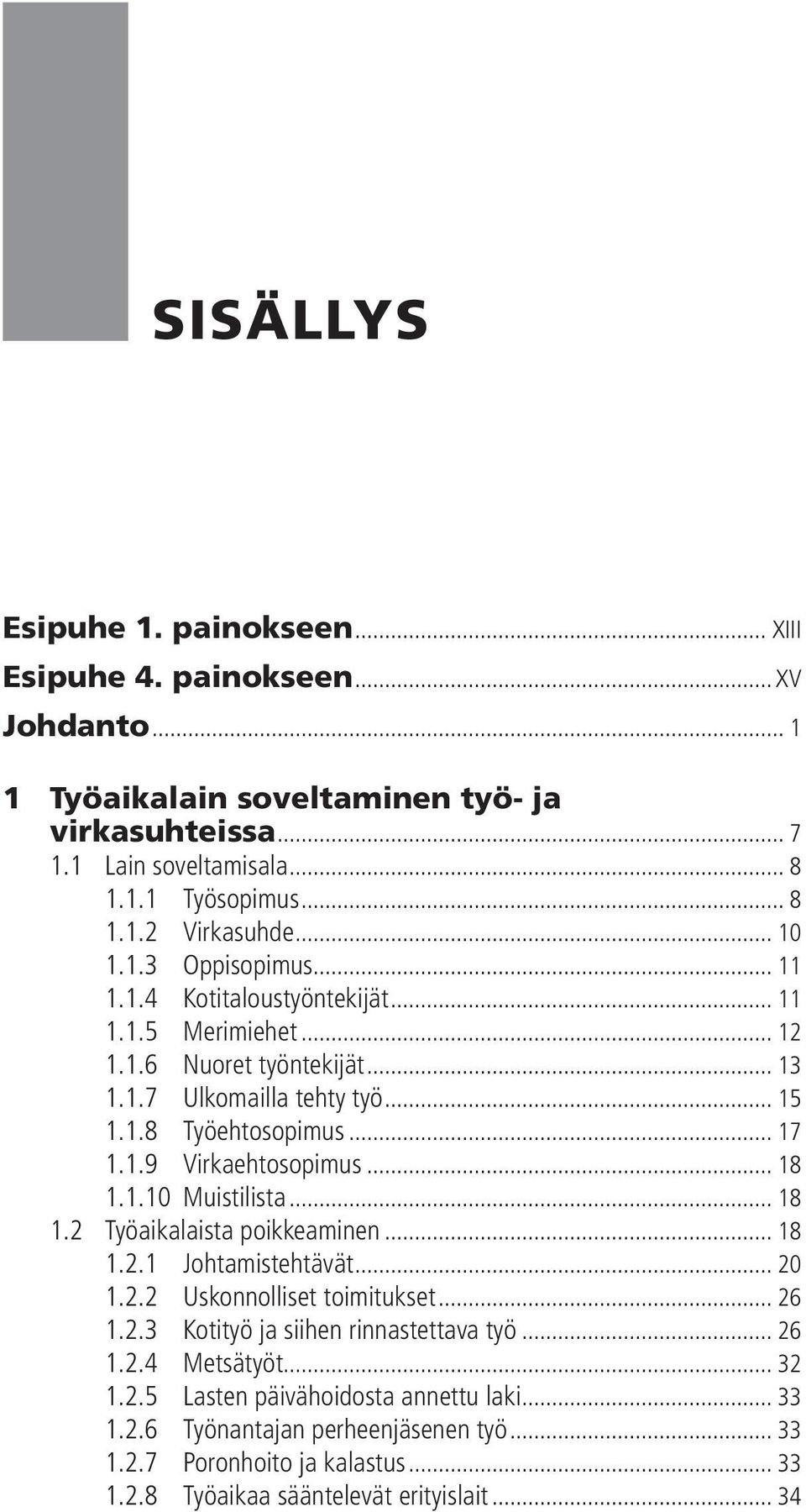 .. 18 1.1.10 Muistilista... 18 1.2 Työaikalaista poikkeaminen... 18 1.2.1 Johtamistehtävät... 20 1.2.2 Uskonnolliset toimitukset... 26 1.2.3 Kotityö ja siihen rinnastettava työ... 26 1.2.4 Metsätyöt.