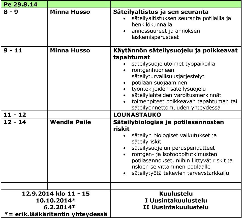 poikkeavat tapahtumat säteilysuojelutoimet työpaikoilla röntgenhuoneen säteilyturvallisuusjärjestelyt potilaan suojaaminen työntekijöiden säteilysuojelu säteilylähteiden varoitusmerkinnät