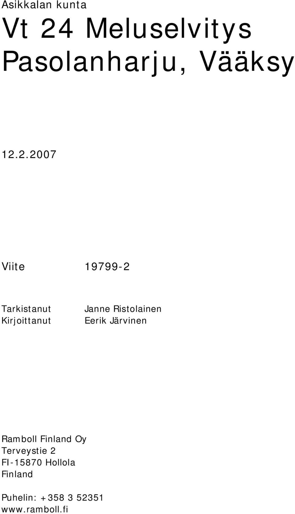 Ristolainen Eerik Järvinen Ramboll Finland Oy