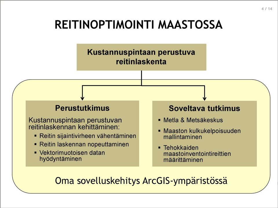 laskennan nopeuttaminen Vektorimuotoisen datan hyödyntäminen Soveltava tutkimus Metla & Metsäkeskus