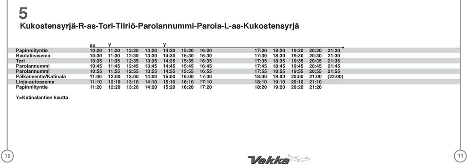 17:45 18:45 19:45 20:45 21:45 Parolannummi 10:55 11:55 12:55 13:55 14:55 15:55 16:55 17:55 18:55 19:55 20:55 21:55 Pälkäneentie/Katinala 11:00 12:00 13:00 14:00 15:00 16:00 17:00 18:00 19:00 20:00