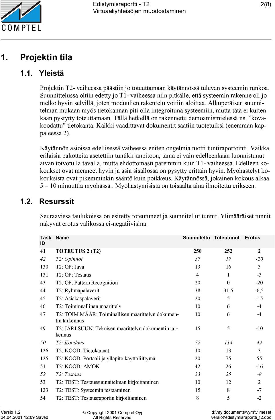 Alkuperäisen suunnitelman mukaan myös tietokannan piti olla integroituna systeemiin, mutta tätä ei kuitenkaan pystytty toteuttamaan. Tällä hetkellä on rakennettu demoamismielessä ns.