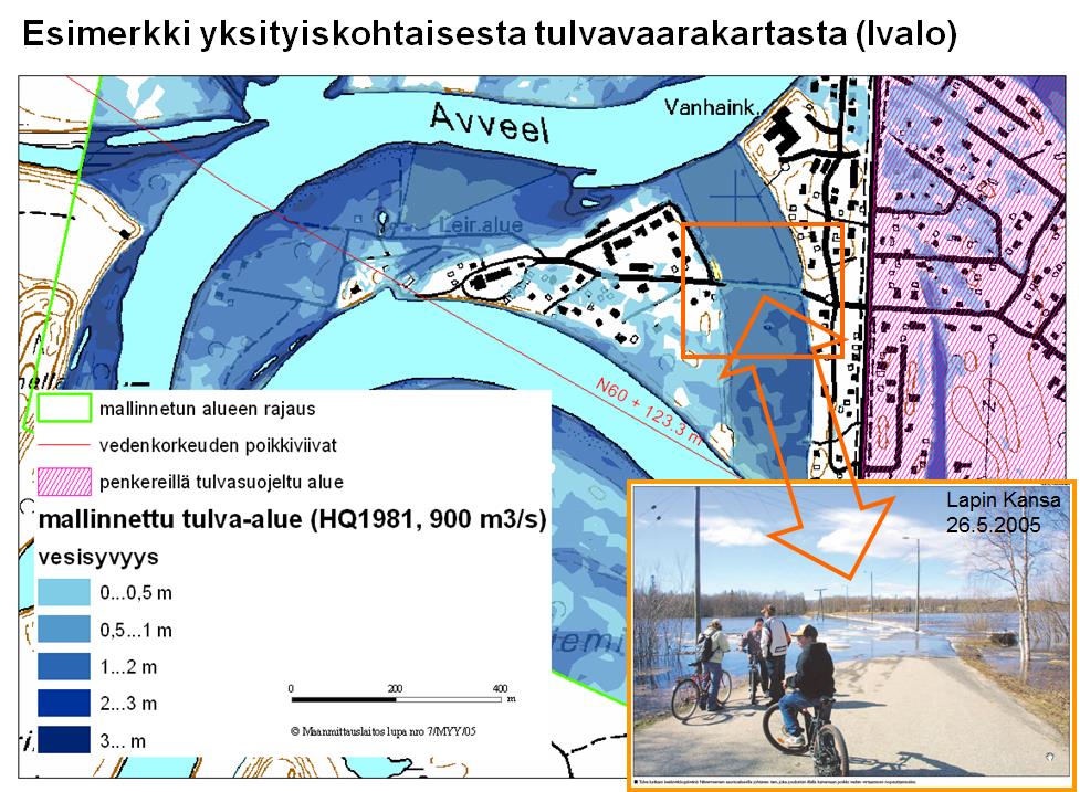 Tulvavaarakartta kuvaa veden alle jäävät alueet ja