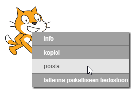 ÖTÖKKÄRALLI Tämä peli perustuu oppaaseen Kom igång med Scratch. Ideana on ohjata ötökkää oikealle ja vasemmalle ajorataa pitkin. Uusi projekti Napsauta palkista kohtaa Luo.