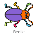 Koppakuoriainen Valitse uusi hahmo napsauttamalla kuvaketta Valitse hahmo kirjastosta. Valitse Beetle napsauttamalla sitä kaksi kertaa.