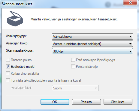 3. Näyttöön avautuu alla oleva ikkuna Valitse Asiakirjatyyppi -valikosta haluamasi asiakirjatyyppi.