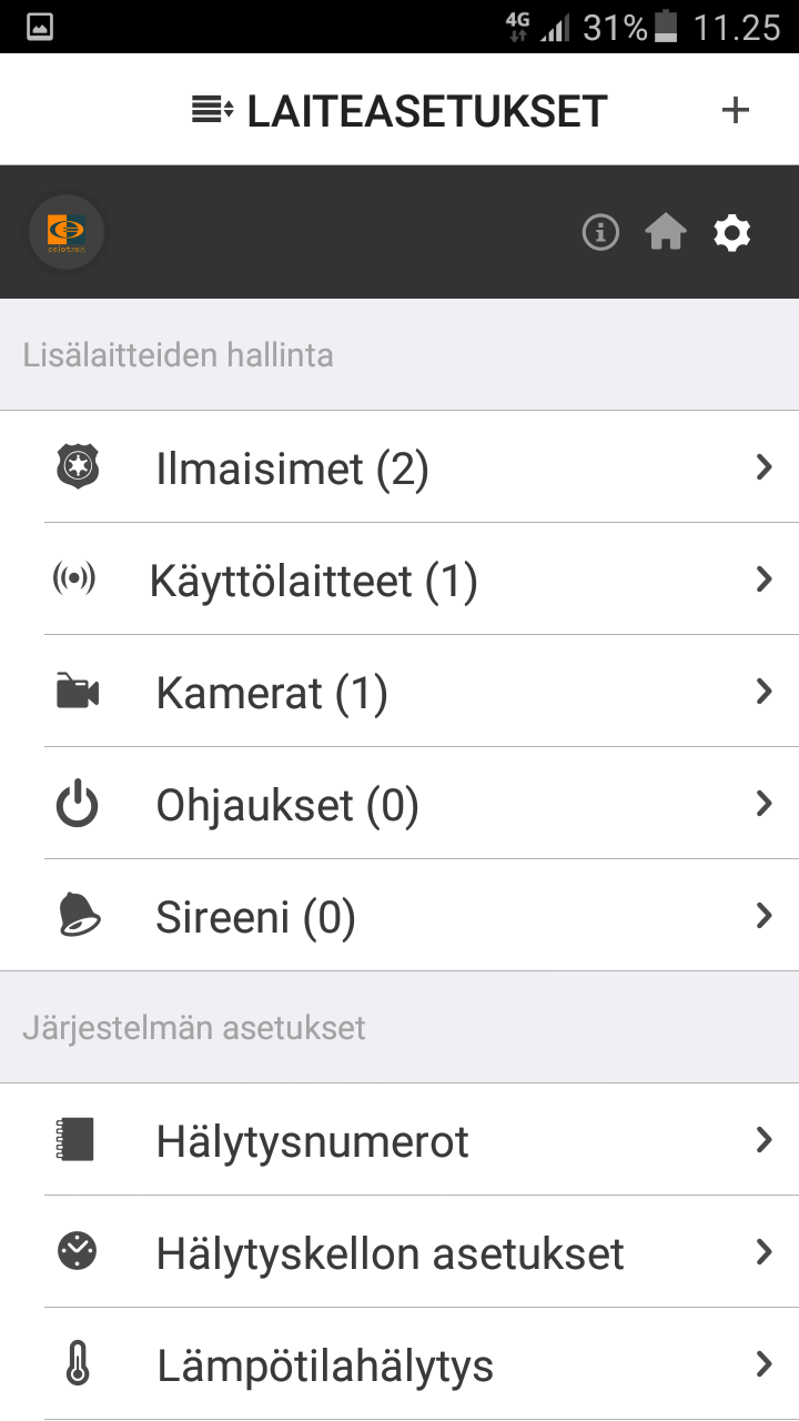 Laajat asetukset / laitteen muut ominaisuudet 1/3 Hälytysnumerot Maksimissaan 6 numeroa Hälytyskellon asetukset 4 aikaa asetettavissa, joissa 4 toimintaa jokaisessa.