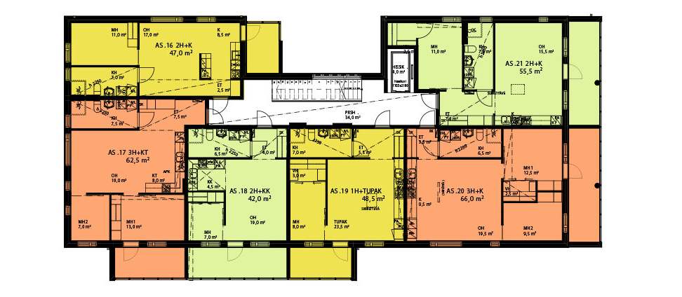 6 2H+KK 42,0 m 2 19,0 m 2 P 2. kerros A6 kerros A12 kerros A18 5.