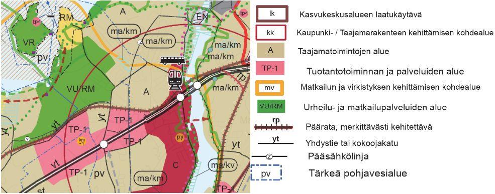 kannassa on ehdotettu tärinänlieventämistoimenpiteitä (tärinänvaimennusmatto) poistamaan ihmisille aiheutuvaa viihtymyshaittaa. Voimassa oleva kaavatilanne Maakuntakaava Ympäristöministeriön 21.12.