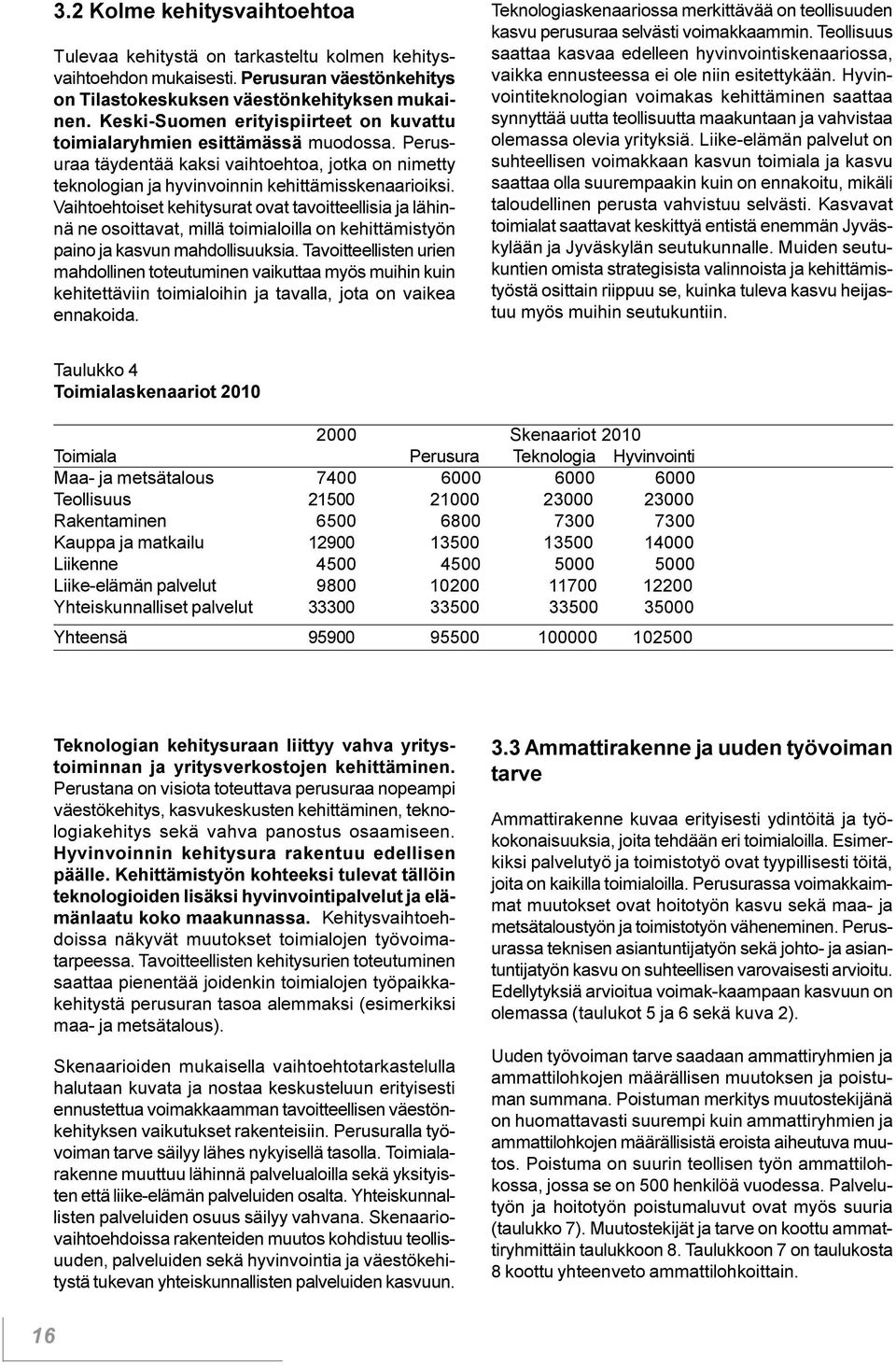 tavoitteellisia ja lähinnä ne osoittavat, millä toimialoilla on kehittämistyön paino ja kasvun mahdollisuuksia Tavoitteellisten urien mahdollinen toteutuminen vaikuttaa myös muihin kuin kehitettäviin