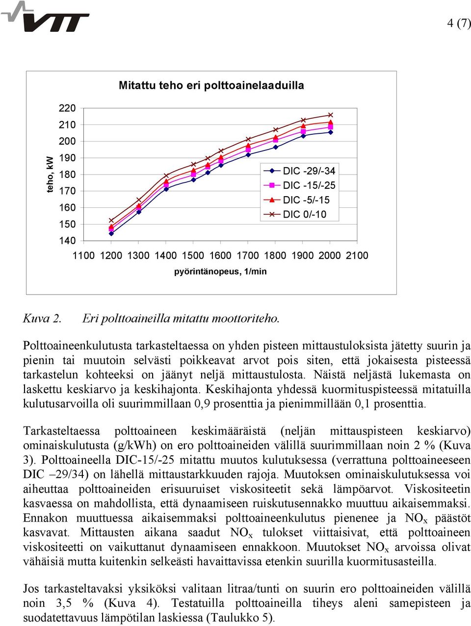 Polttoaineenkulutusta tarkasteltaessa on yhden pisteen mittaustuloksista jätetty suurin ja pienin tai muutoin selvästi poikkeavat arvot pois siten, että jokaisesta pisteessä tarkastelun kohteeksi on