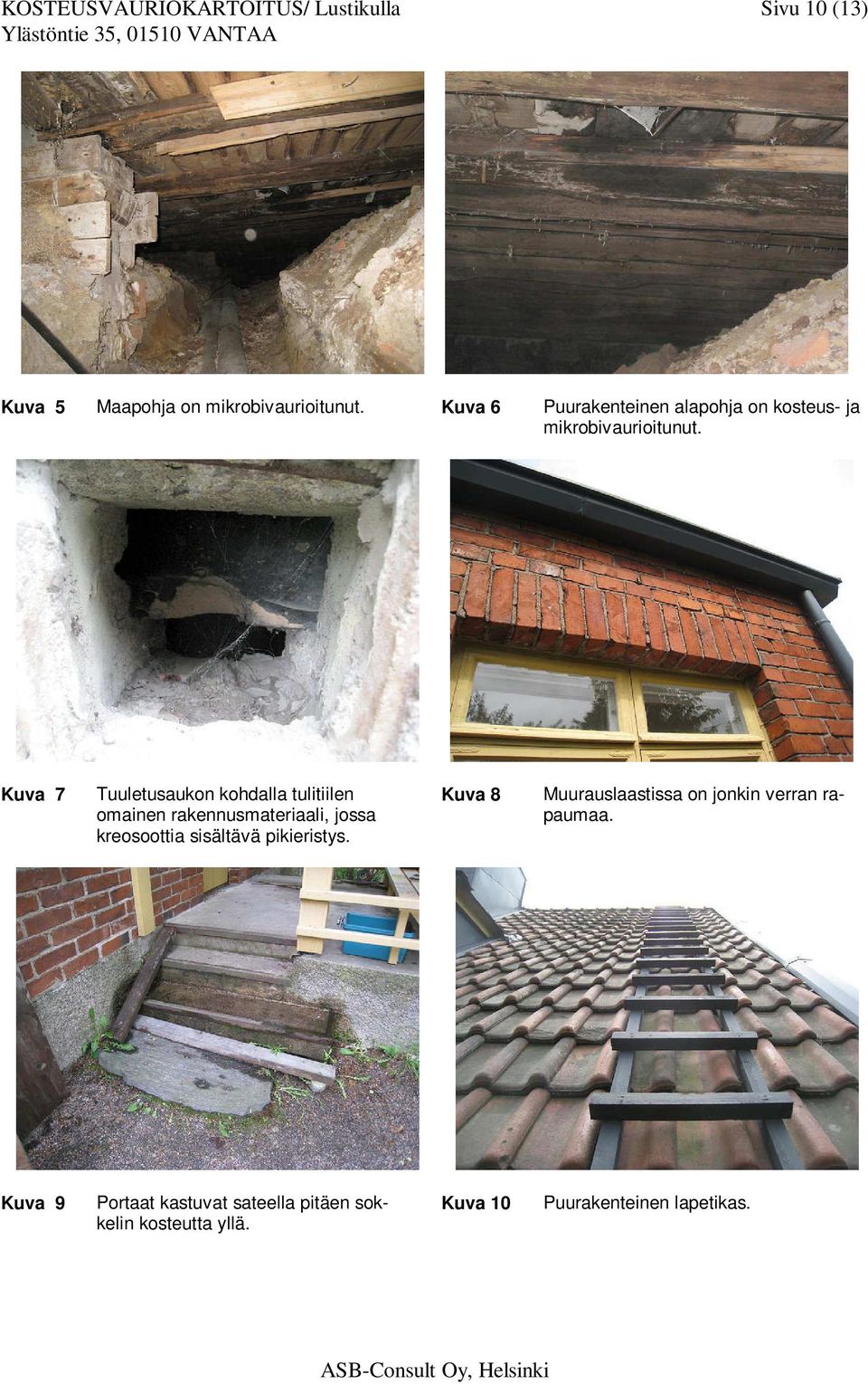 Kuva 7 Tuuletusaukon kohdalla tulitiilen omainen rakennusmateriaali, jossa kreosoottia sisältävä