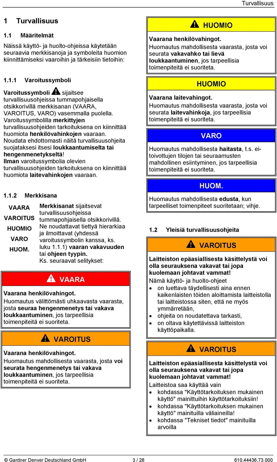 Noudata ehdottomasti näitä turvallisuusohjeita suojataksesi itsesi loukkaantumiselta tai hengenmenetykseltä!