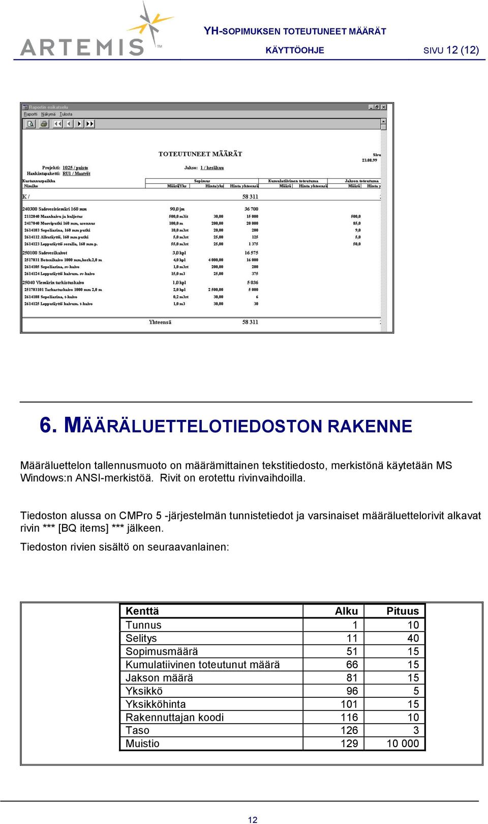 Rivit on erotettu rivinvaihdoilla.