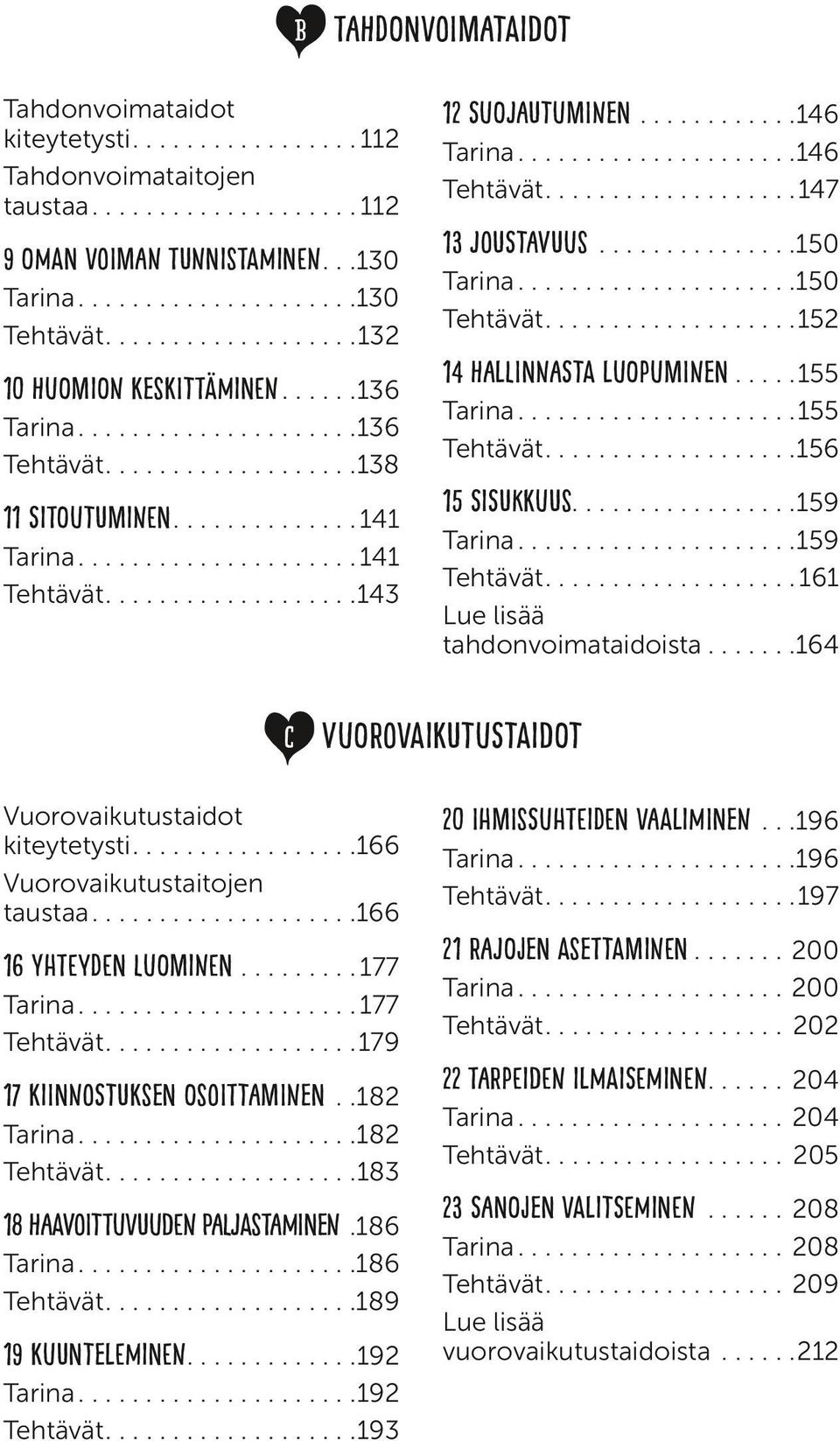 ................. 143 C 12 Suojautuminen............ 146 Tarina.................... 146 Tehtävät.................. 147 13 Joustavuus............... 150 Tarina.................... 150 Tehtävät.