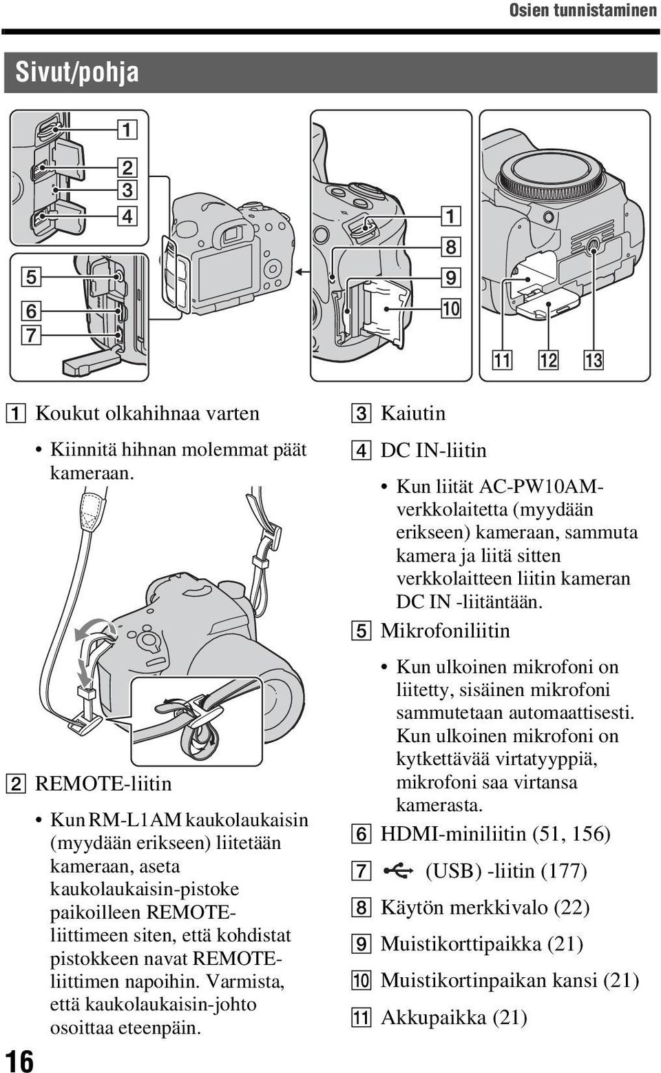 napoihin. Varmista, että kaukolaukaisin-johto osoittaa eteenpäin.