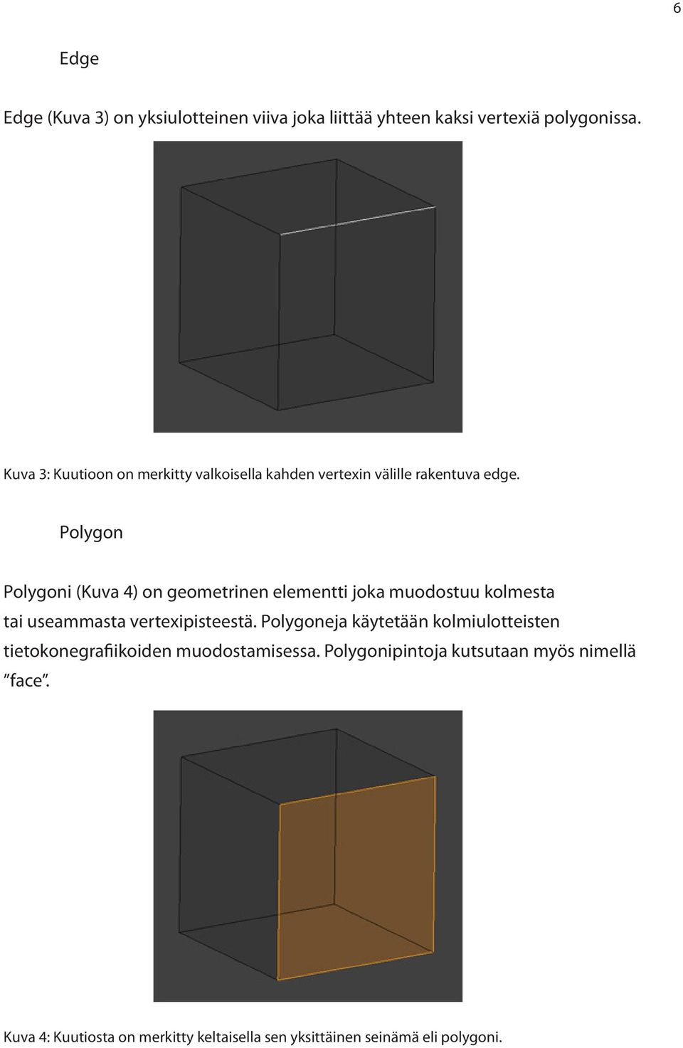 Polygon Polygoni (Kuva 4) on geometrinen elementti joka muodostuu kolmesta tai useammasta vertexipisteestä.