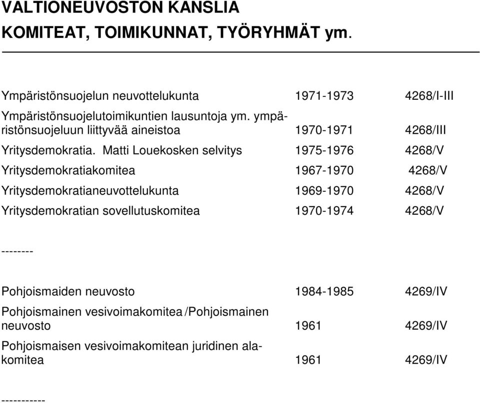 ympäristönsuojeluun liittyvää aineistoa 1970-1971 4268/III Yritysdemokratia.