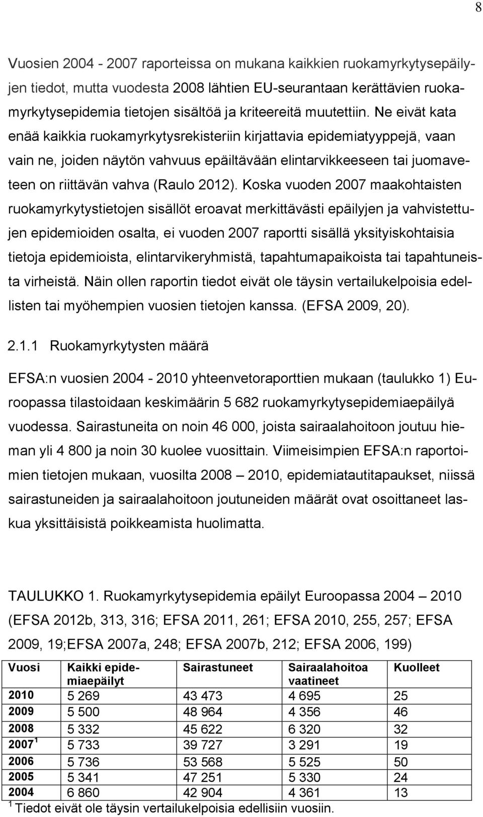 Ne eivät kata enää kaikkia ruokamyrkytysrekisteriin kirjattavia epidemiatyyppejä, vaan vain ne, joiden näytön vahvuus epäiltävään elintarvikkeeseen tai juomaveteen on riittävän vahva (Raulo 2012).