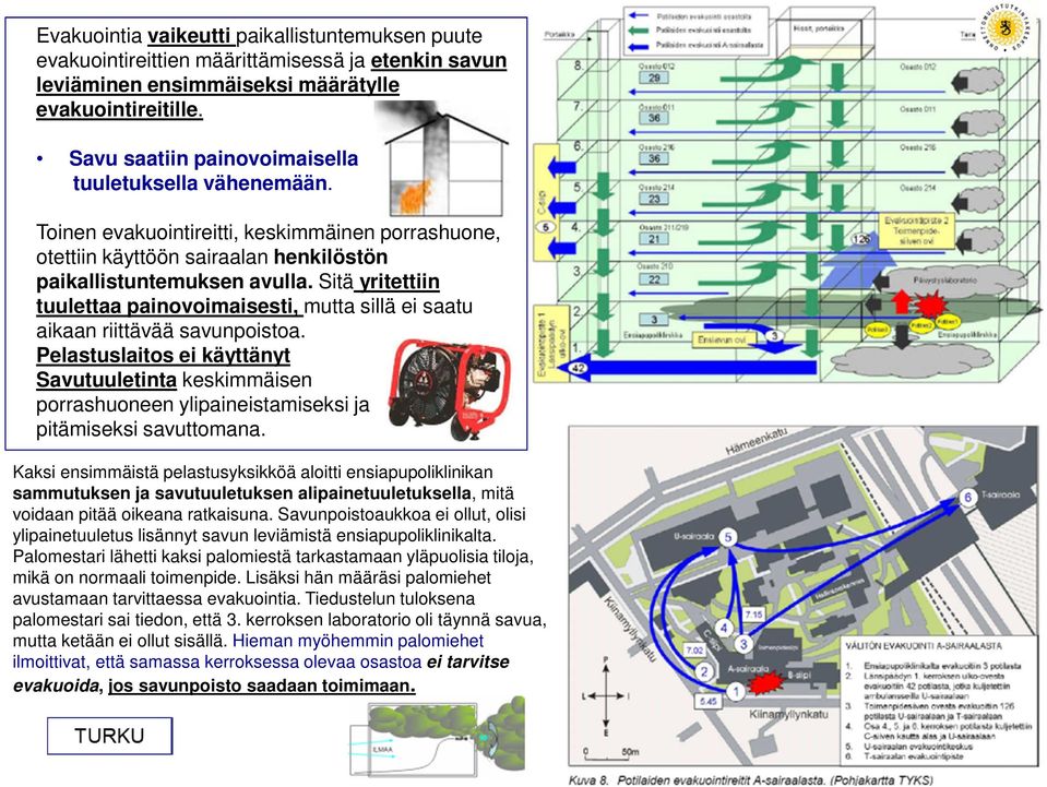 Sitä yritettiin tuulettaa painovoimaisesti, mutta sillä ei saatu aikaan riittävää savunpoistoa.