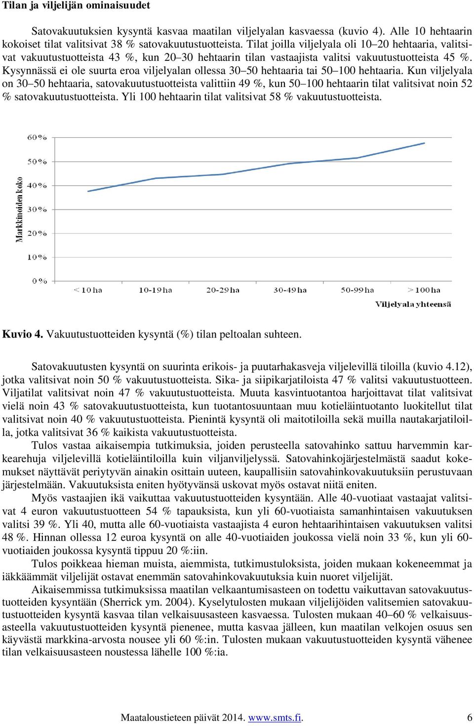 Kysynnässä ei ole suurta eroa viljelyalan ollessa 30 50 hehtaaria tai 50 100 hehtaaria.