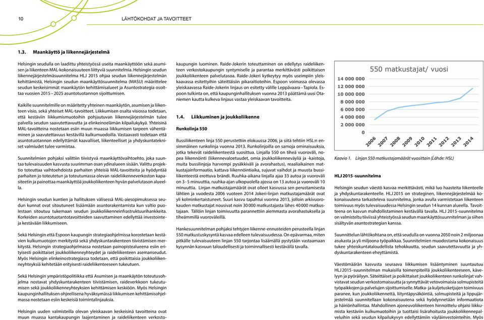 Helsingin seudun liikennejärjestelmäsuunnitelma HLJ 2015 ohjaa seudun liikennejärjestelmän kehittämistä, Helsingin seudun maankäyttösuunnitelma (MASU) määrittelee seudun keskeisimmät maankäytön