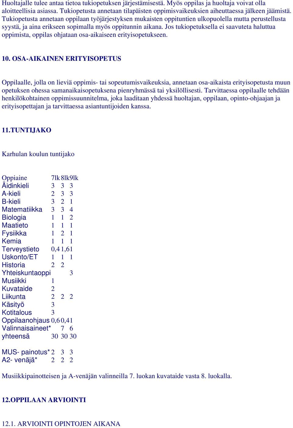 Tukiopetusta annetaan oppilaan työjärjestyksen mukaisten oppituntien ulkopuolella mutta perustellusta syystä, ja aina erikseen sopimalla myös oppitunnin aikana.