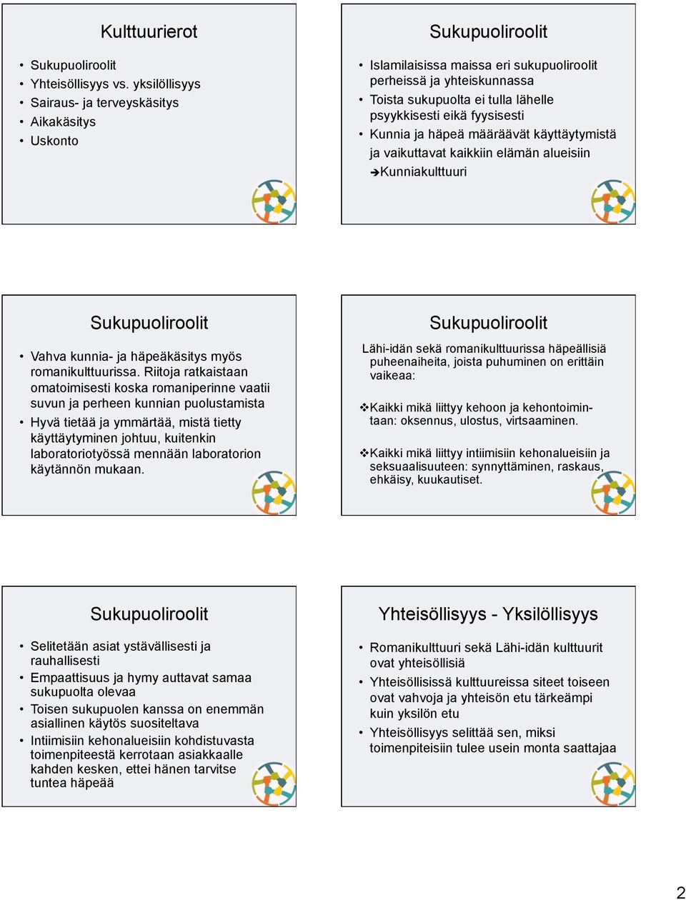 Kunnia ja häpeä määräävät käyttäytymistä ja vaikuttavat kaikkiin elämän alueisiin "Kunniakulttuuri Vahva kunnia- ja häpeäkäsitys myös romanikulttuurissa.