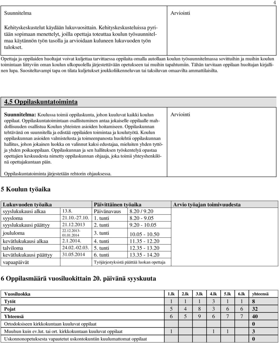 Opettaja ja oppilaiden huoltajat voivat kuljettaa tarvittaessa oppilaita omalla autollaan koulun työsuunnitelmassa sovittuihin ja muihin koulun toimintaan liittyviin oman koulun ulkopuolella