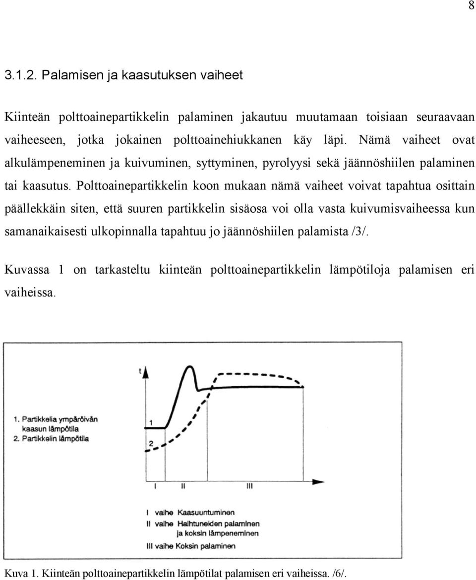 Nämä vaiheet ovat alkulämpeneminen ja kuivuminen, syttyminen, pyrolyysi sekä jäännöshiilen palaminen tai kaasutus.