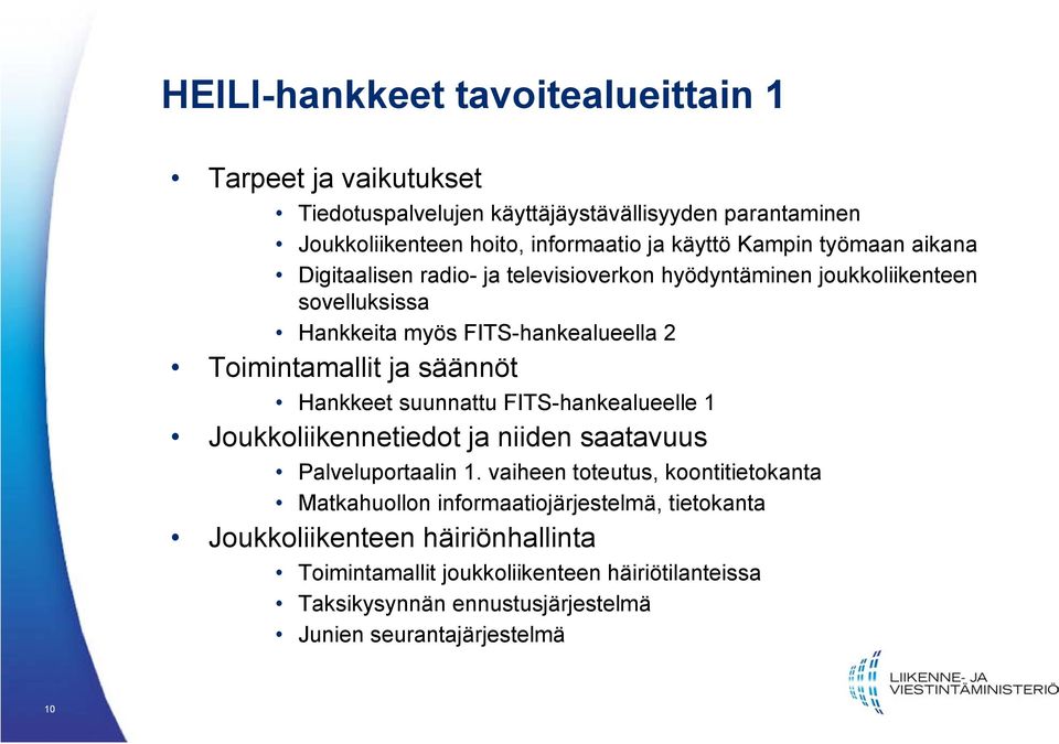 säännöt Hankkeet suunnattu FITS-hankealueelle 1 Joukkoliikennetiedot ja niiden saatavuus Palveluportaalin 1.