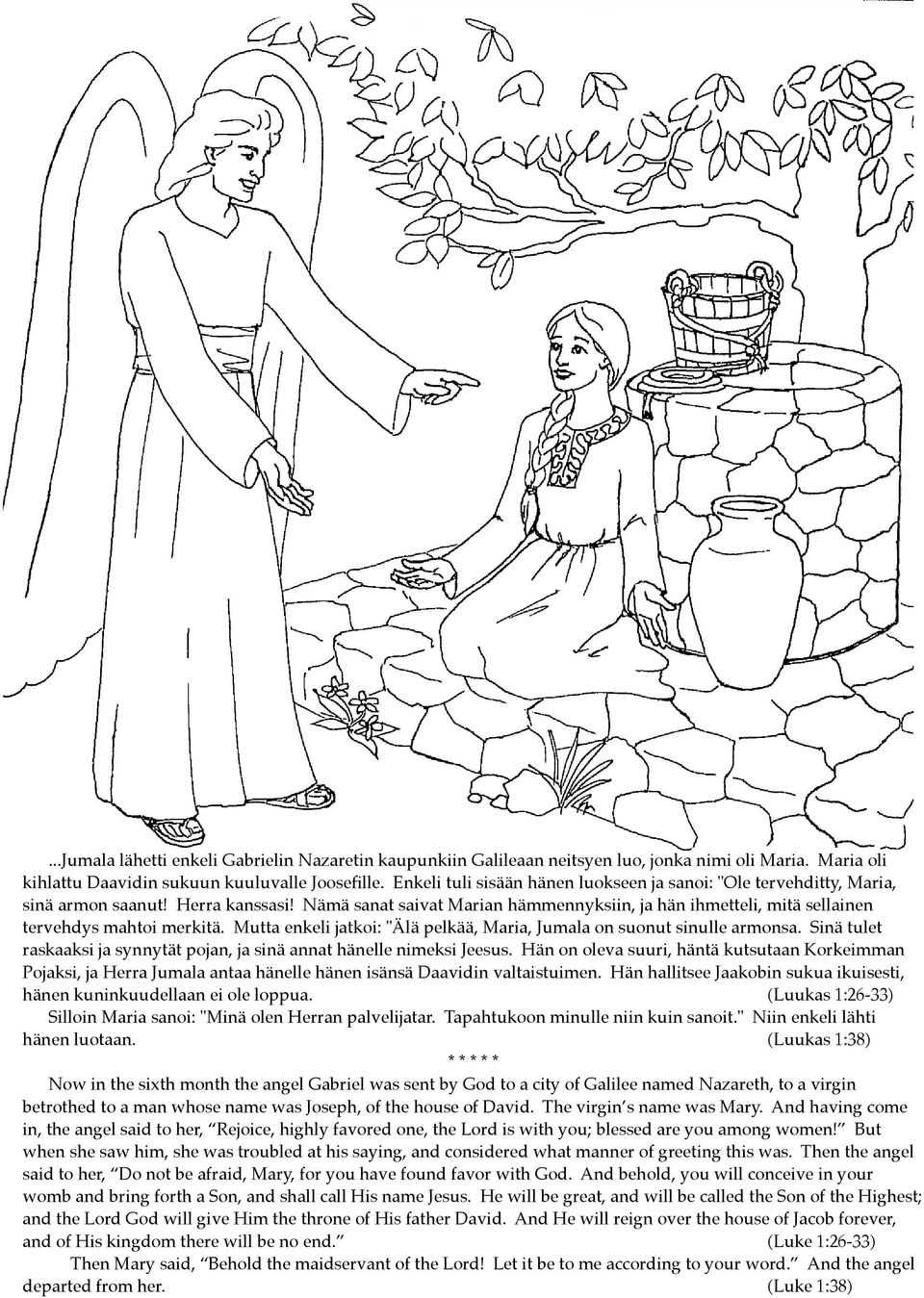 Nämä sanat saivat Marian hämmennyksiin, ja hän ihmetteli, mitä sellainen tervehdys mahtoi merkitä. Mutta enkeli jatkoi: "Älä pelkää, Maria, Jumala on suonut sinulle armonsa.