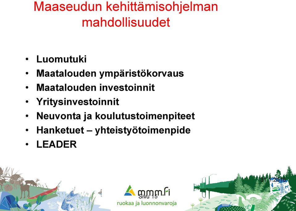 Yritysinvestoinnit Neuvonta ja koulutustoimenpiteet
