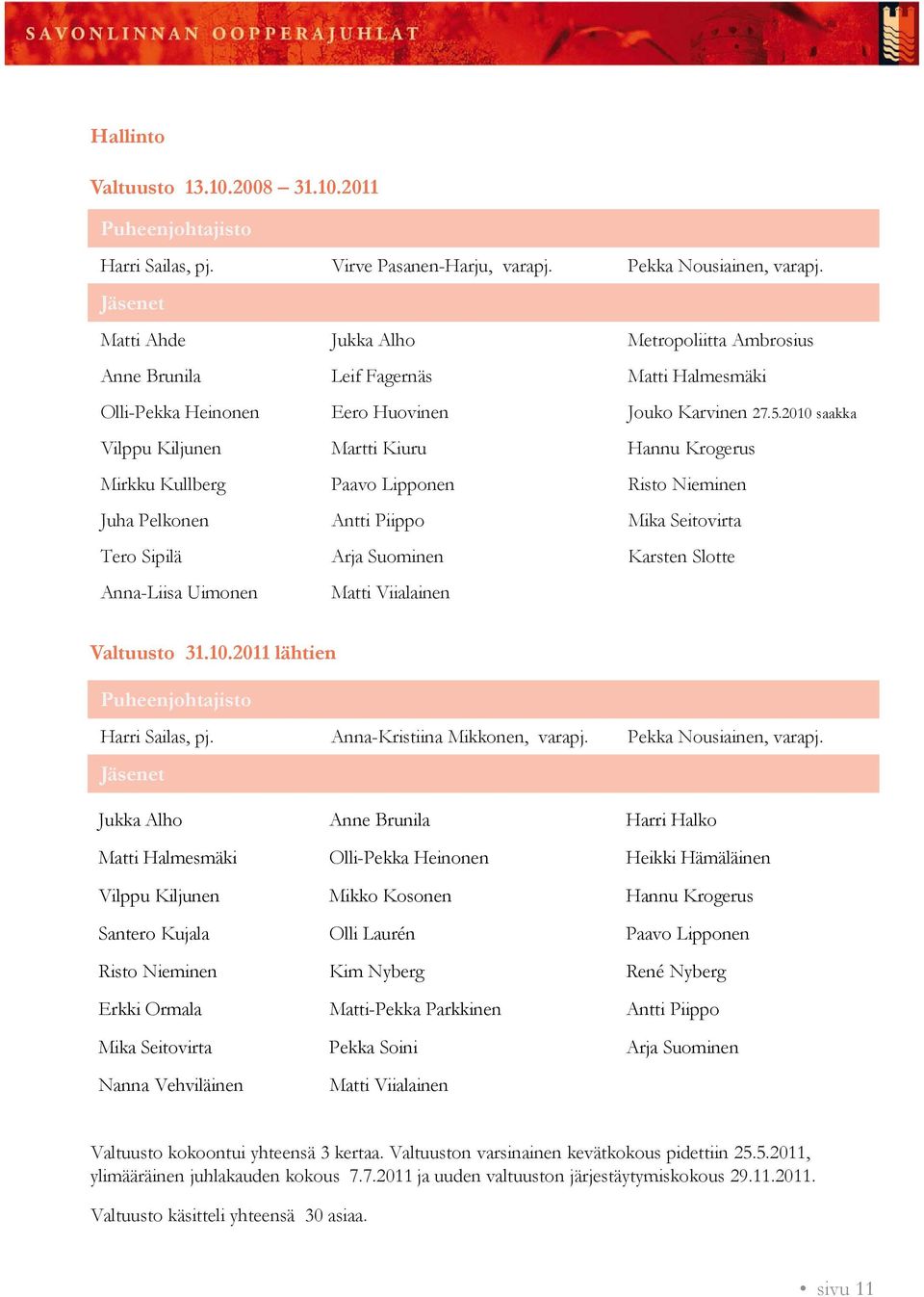 2010 saakka Vilppu Kiljunen Martti Kiuru Hannu Krogerus Mirkku Kullberg Paavo Lipponen Risto Nieminen Juha Pelkonen Antti Piippo Mika Seitovirta Tero Sipilä Arja Suominen Karsten Slotte Anna-Liisa