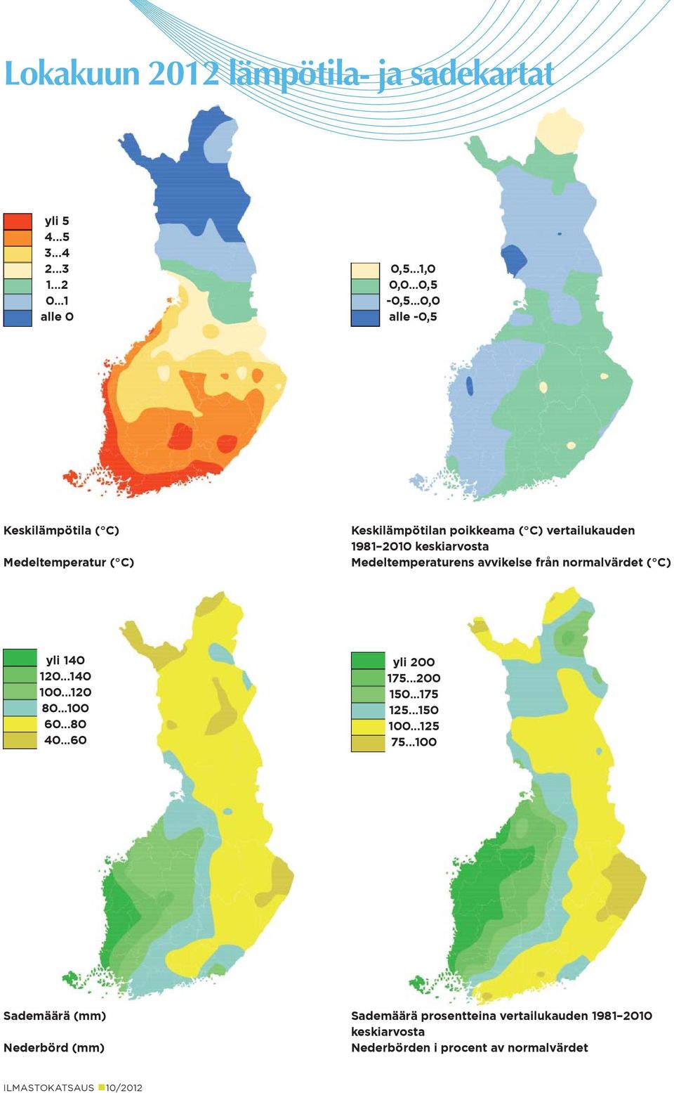 keskiarvosta Medeltemperaturens avvikelse från normalvärdet ( C) yli 14 1...14...1 8... 6...8 4...6 yli 17......17 1.